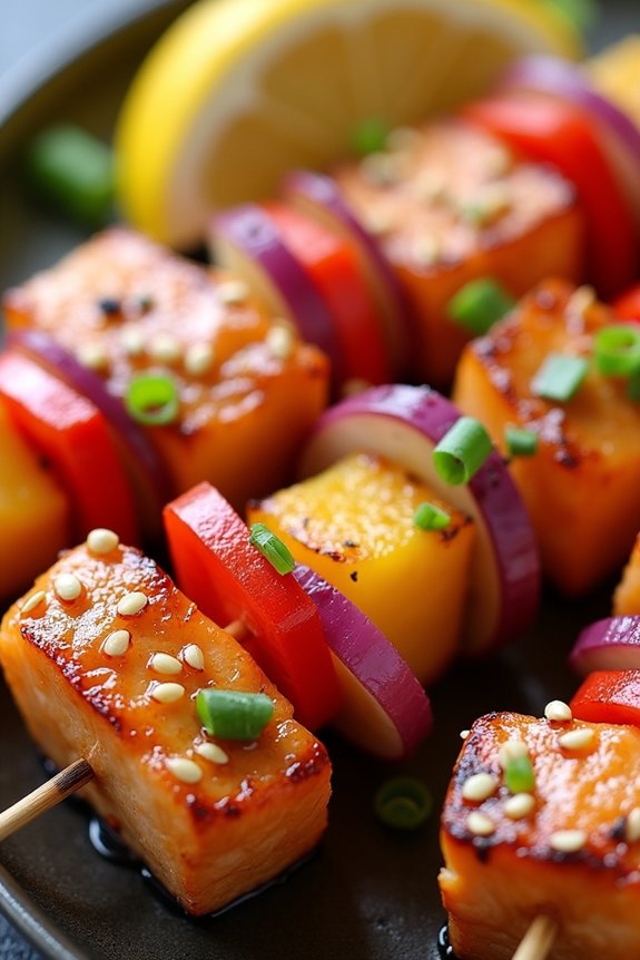 pineapple teriyaki salmon skewers