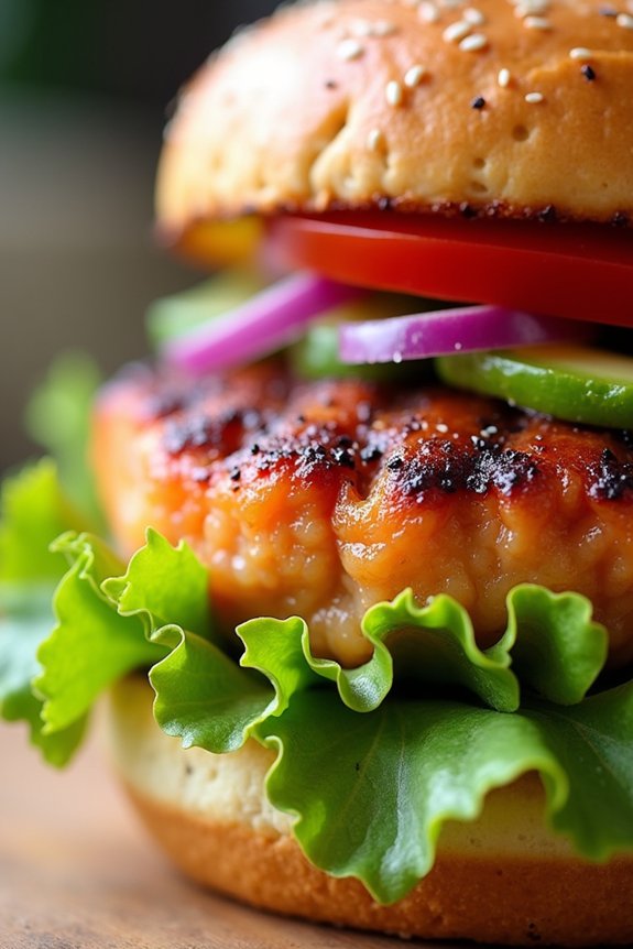 salmon burger with avocado