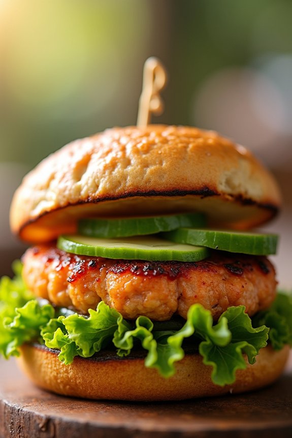 savory ginger soy salmon burger