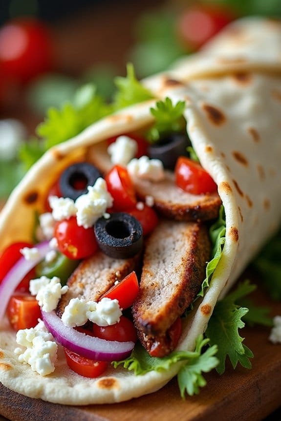 savory greek pork wraps