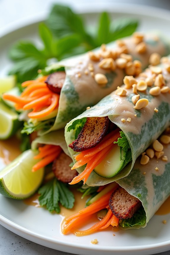 savory grilled pork spring rolls