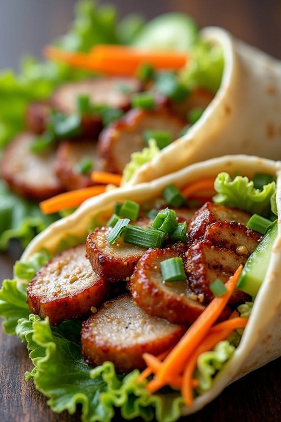 savory hoisin ginger pork wraps