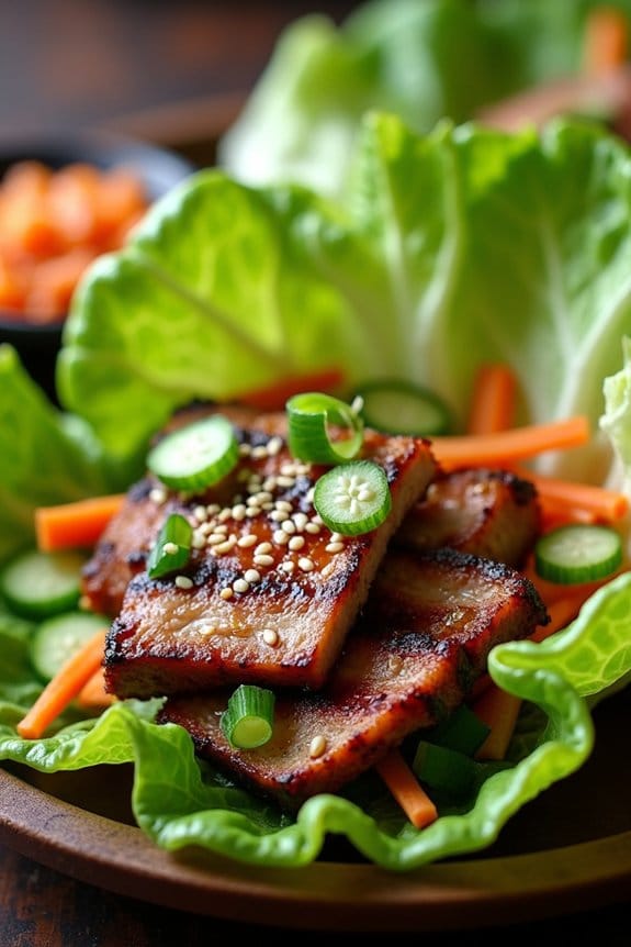 savory korean pork wraps