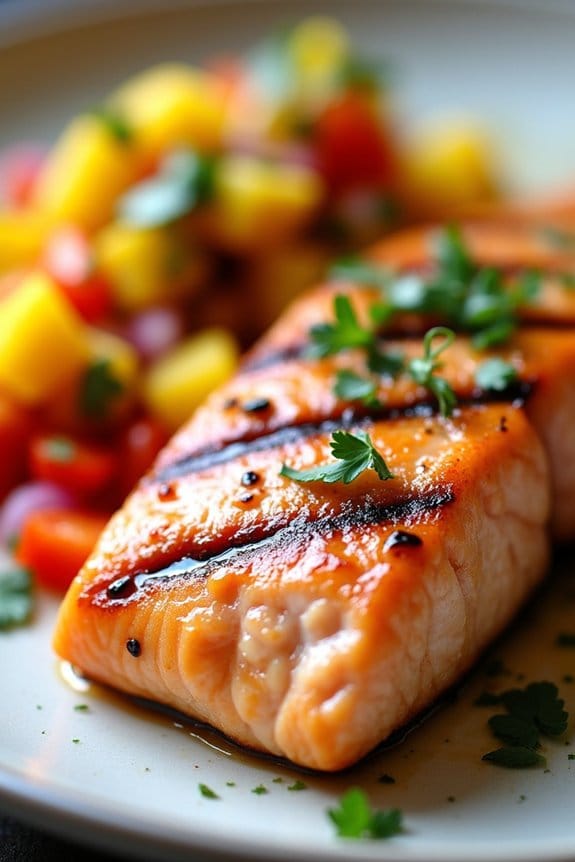 savory salmon with mango salsa