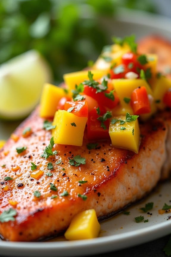 savory salmon with mango salsa