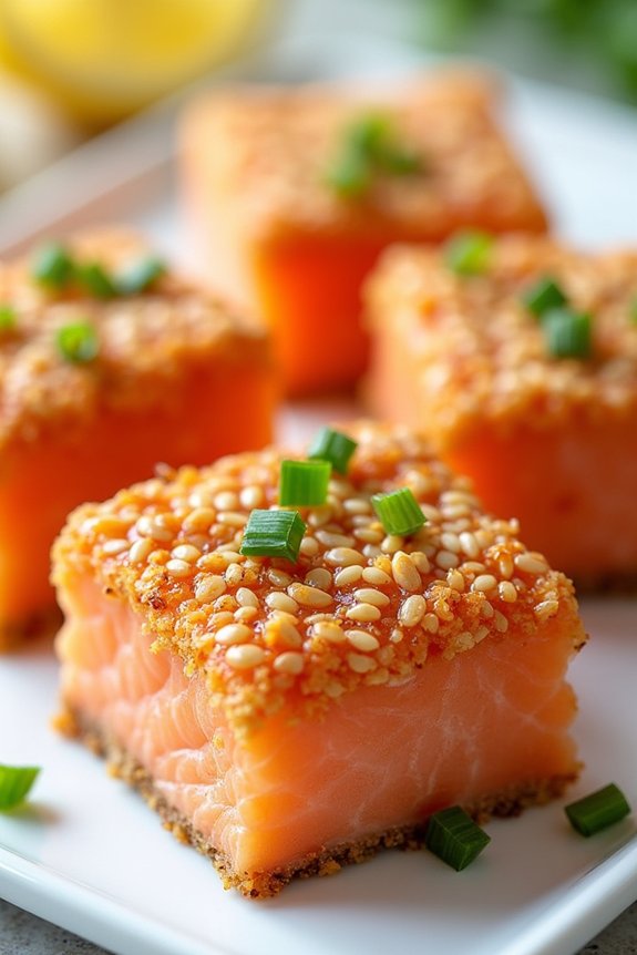 sesame crusted salmon squares