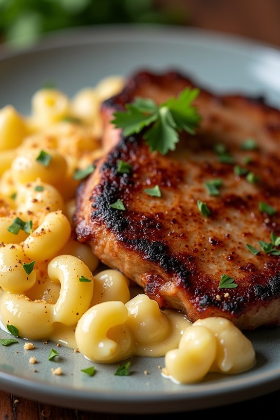 smoked pork chops creamy macaroni