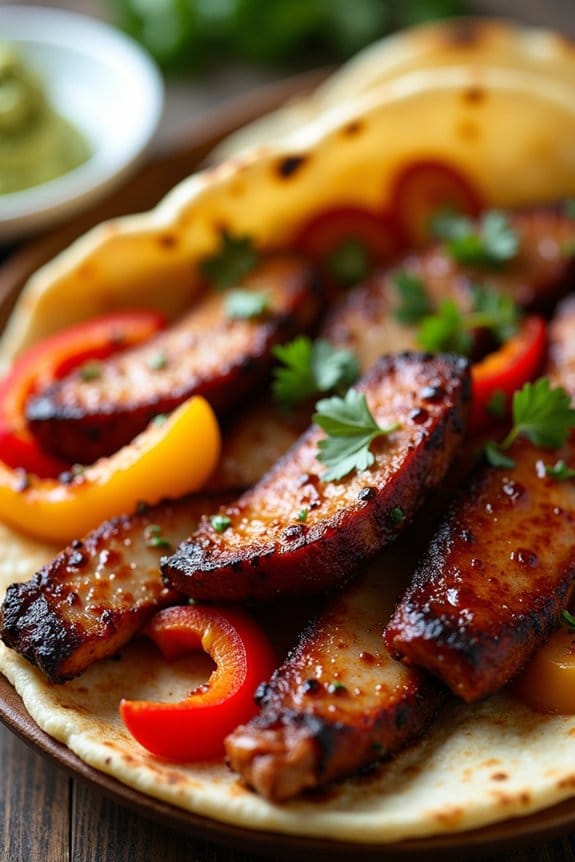 smoky barbecue pork fajitas