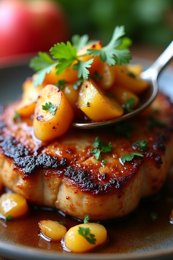 spicy apple jerk pork chops