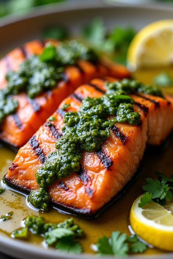 spicy chimichurri grilled salmon