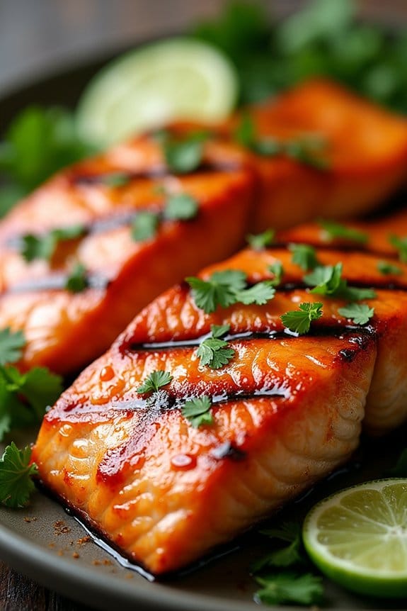 spicy honey glazed grilled salmon