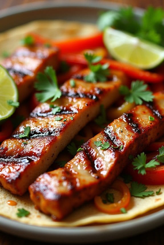 spicy lime pork fajitas