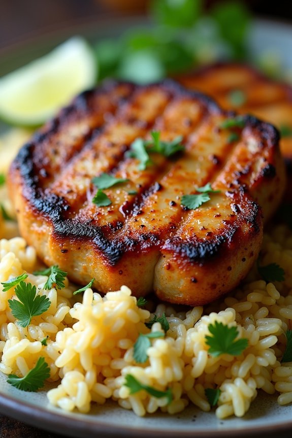 spicy pork chops with rice