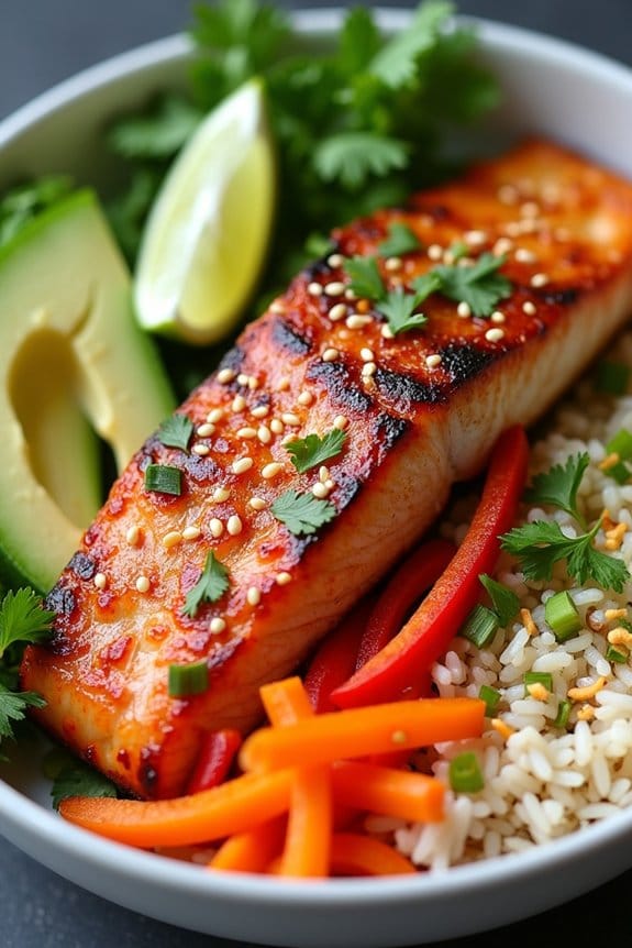 spicy salmon rice bowl