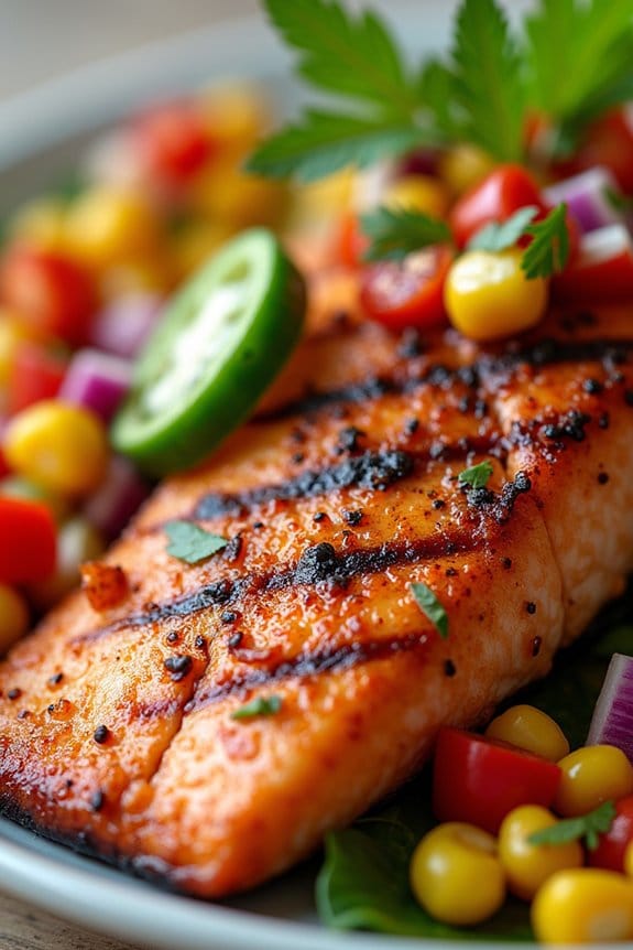 spicy salmon with corn salsa