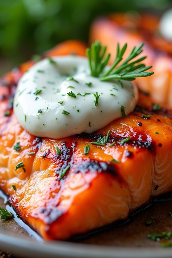 spicy salmon with dill sauce