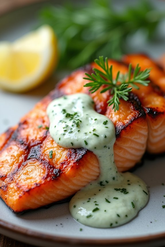 spicy salmon with dill sauce