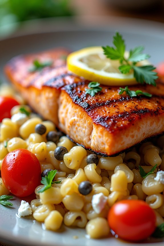 spicy salmon with orzo