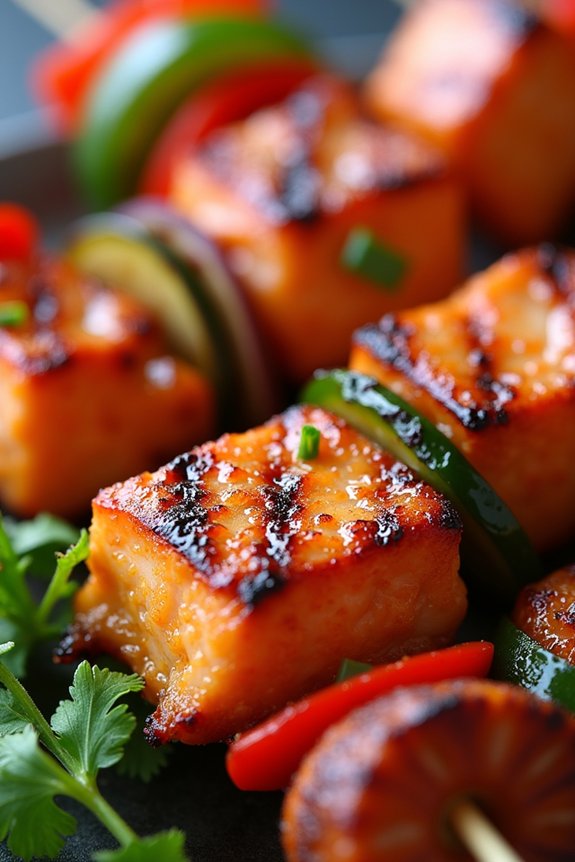 sweet and spicy salmon kabobs