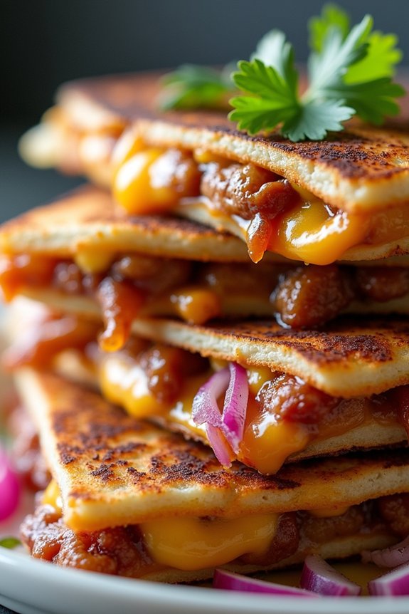 tangy barbecue pork quesadillas