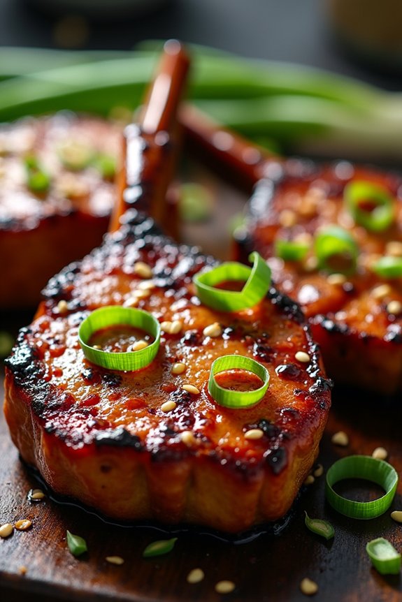 teriyaki glazed grilled pork chops