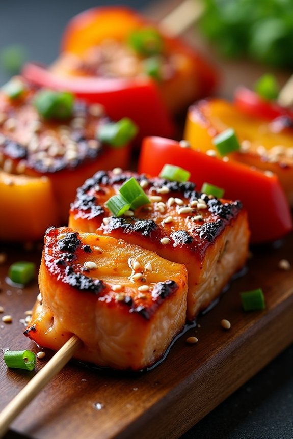teriyaki grilled salmon skewers
