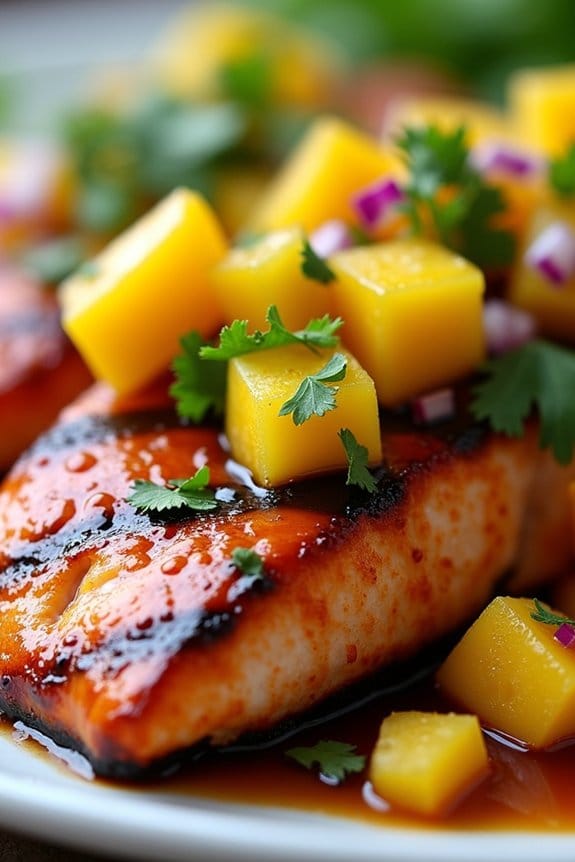 teriyaki salmon with mango salsa