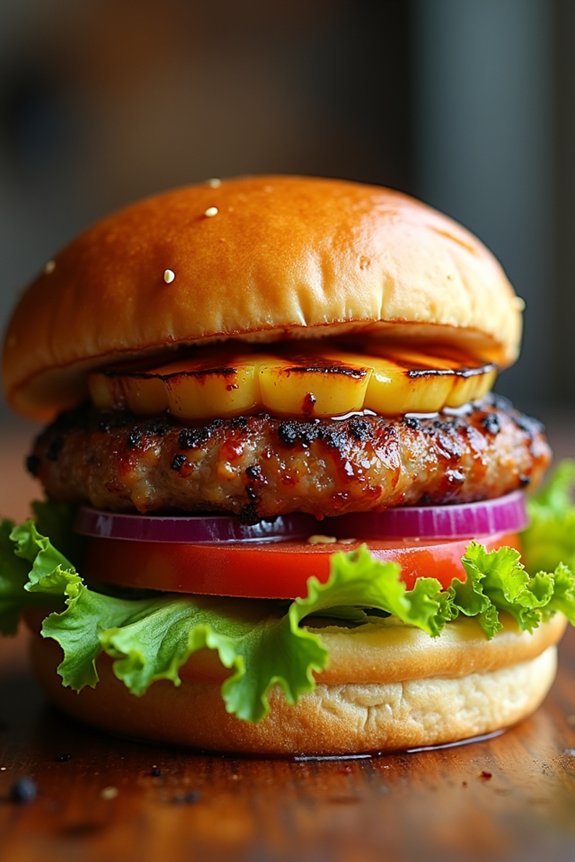 tropical teriyaki pork burger