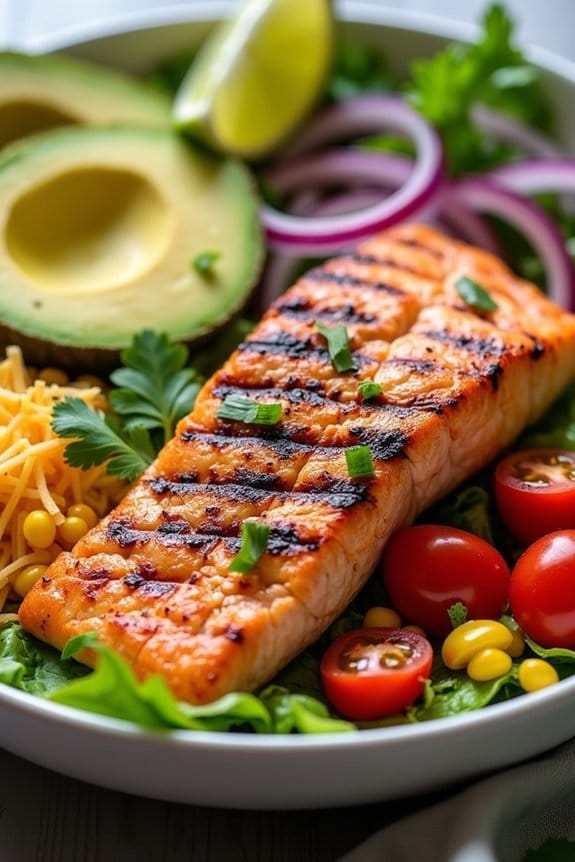 vibrant grilled salmon salad