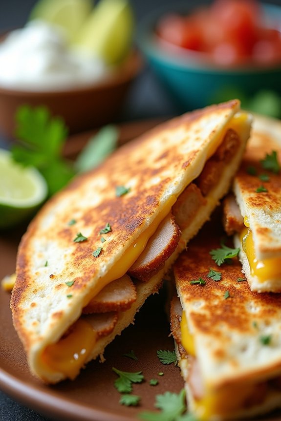 zesty lime cilantro pork quesadillas