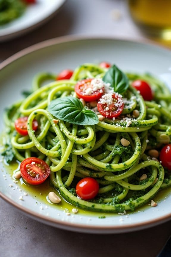 zucchini noodles with pesto