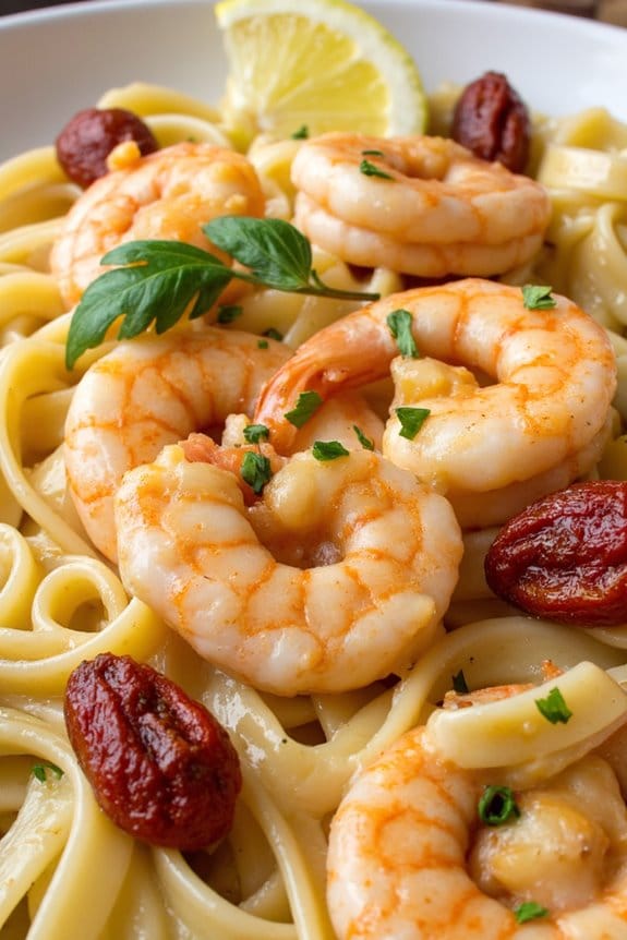 creamy garlic shrimp pasta