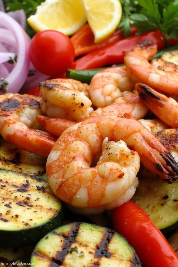 grilled shrimp and vegetables