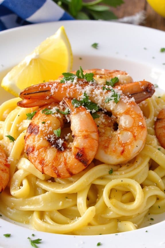 grilled shrimp garlic butter pasta
