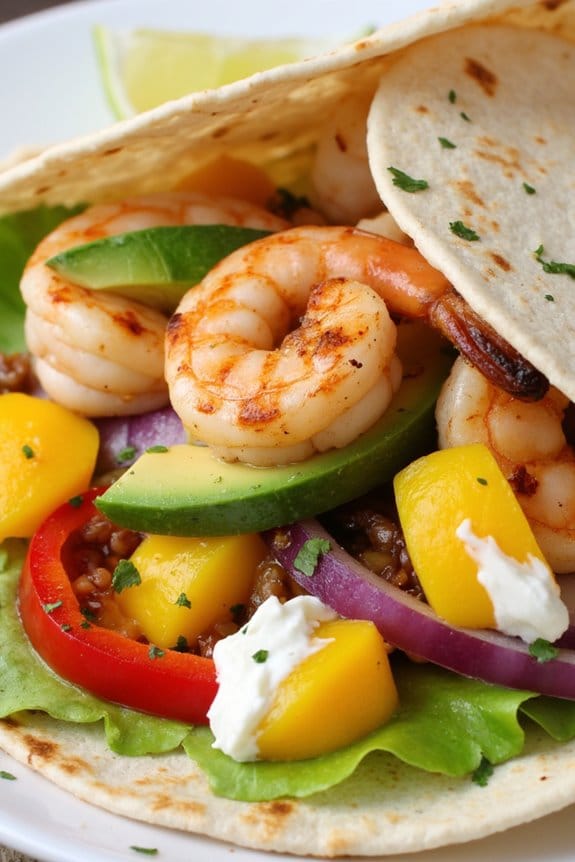 grilled shrimp mango wraps