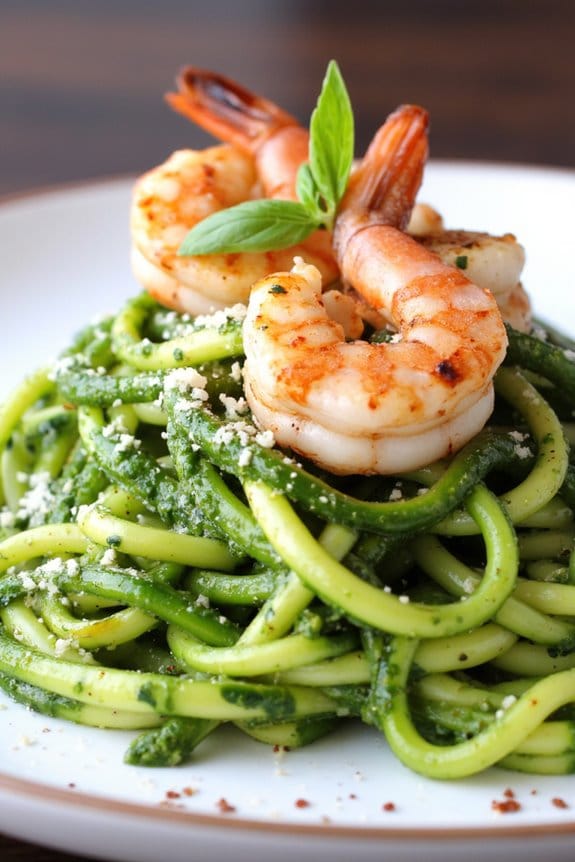 grilled shrimp over zoodles