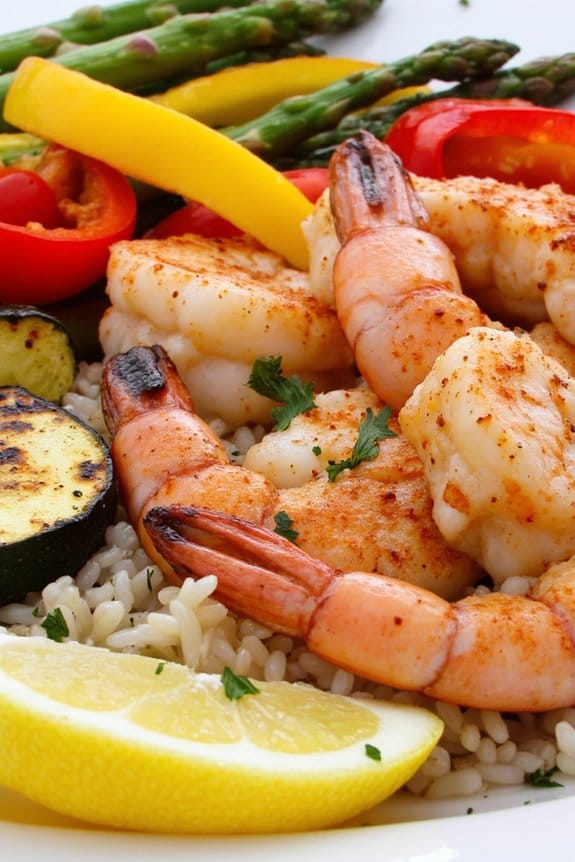 grilled shrimp with vegetables