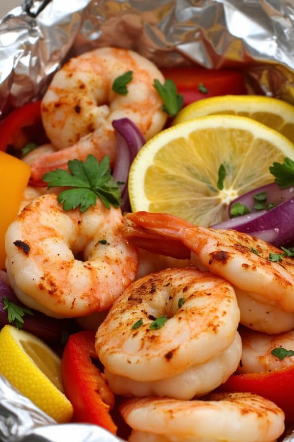 grilling shrimp in foil