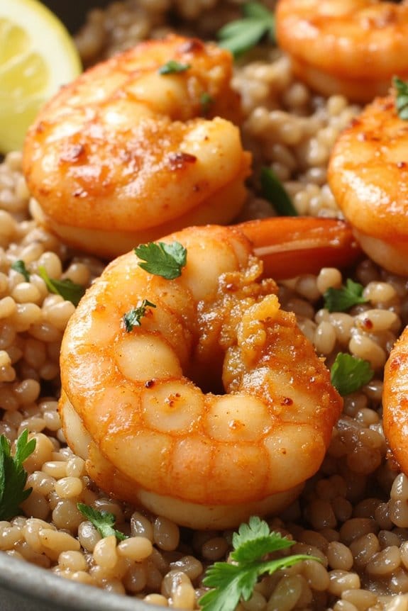 honey garlic shrimp quinoa dish