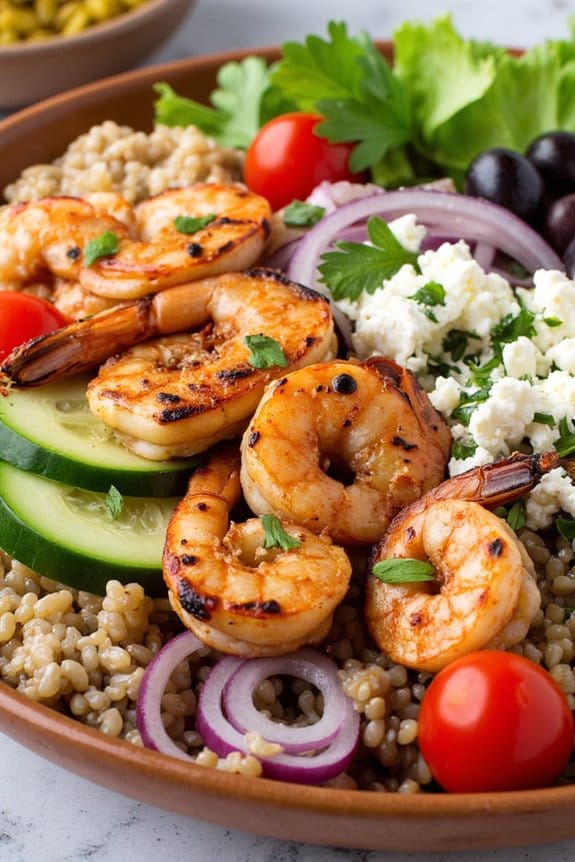 mediterranean shrimp quinoa bowls