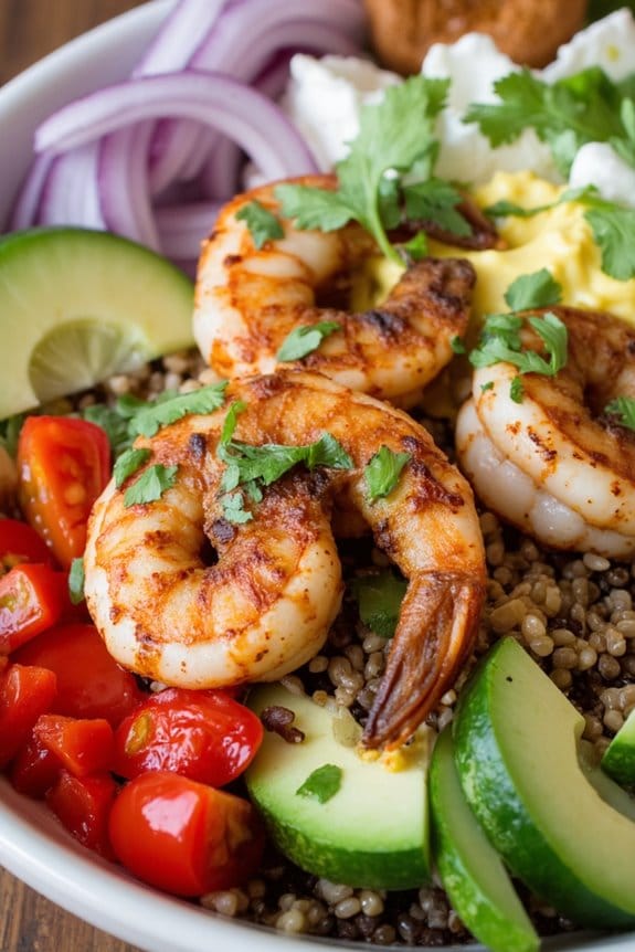 quinoa bowl with grilled shrimp