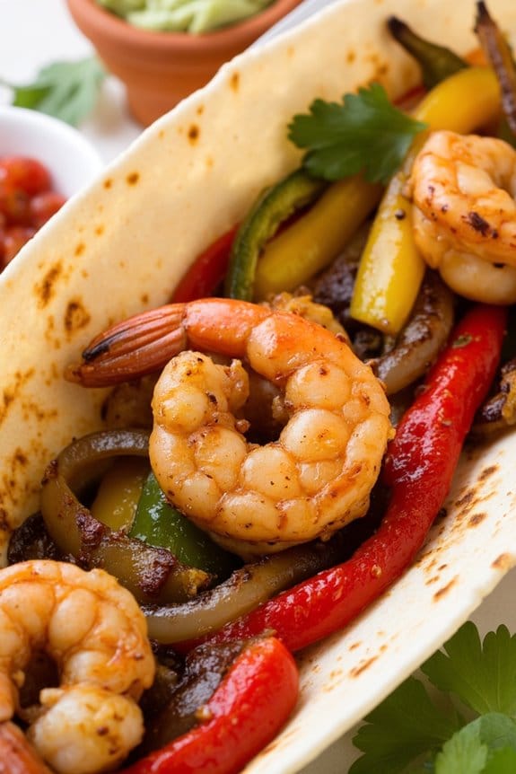 shrimp fajitas with vegetables