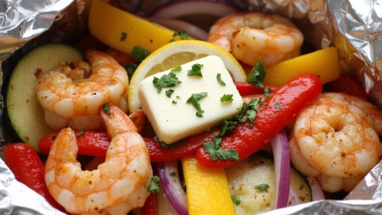 shrimp grilled in foil