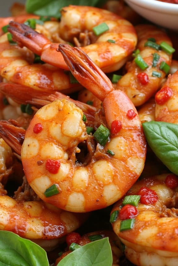 spicy basil shrimp skewers