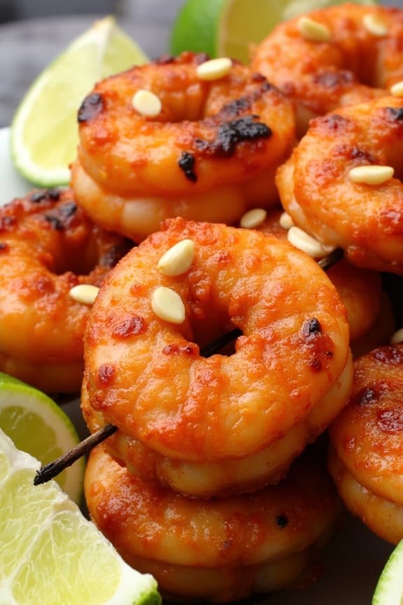 sriracha garlic shrimp skewers