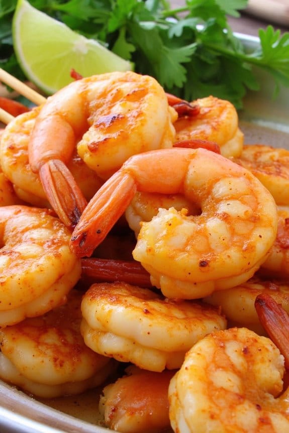 sweet and spicy shrimp skewers