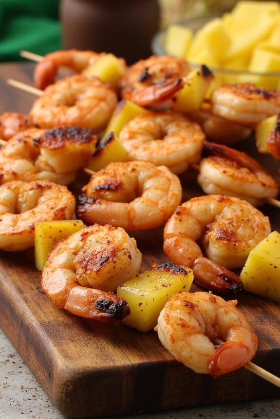 sweet and spicy shrimp skewers