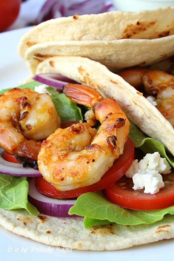 tangy shrimp honey mustard wraps
