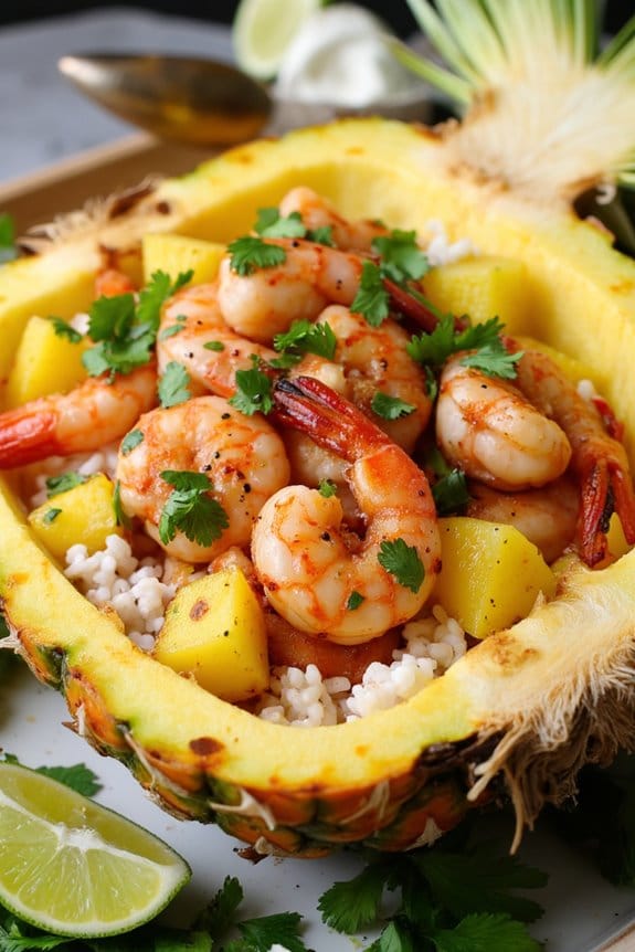 tropical shrimp pineapple bowl