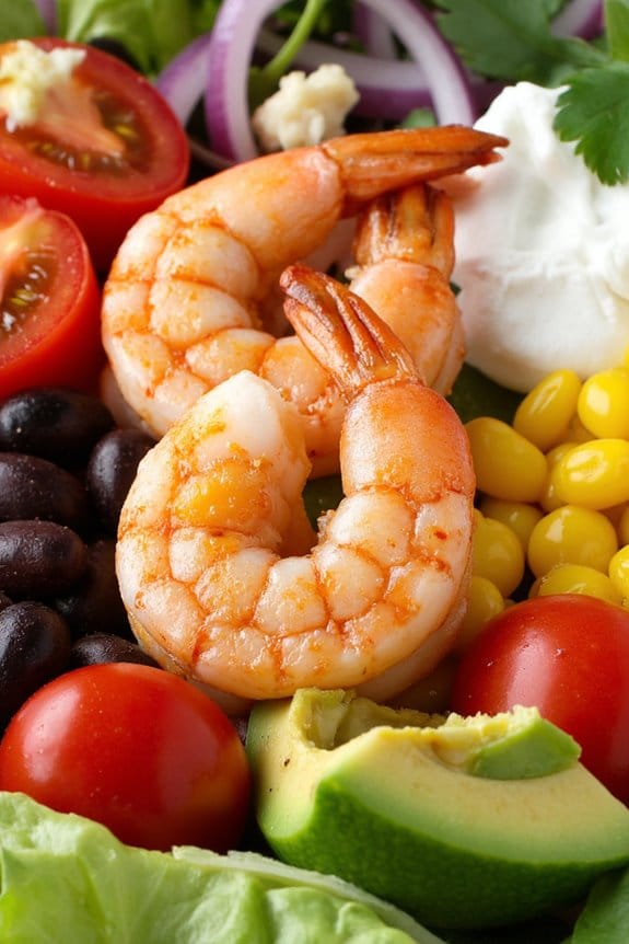 vibrant shrimp and bean bowl